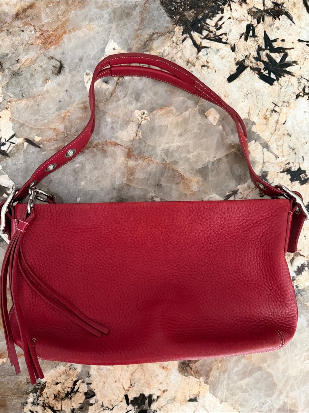 Vintage COACH Red Leather Hobo Shoulder Bag